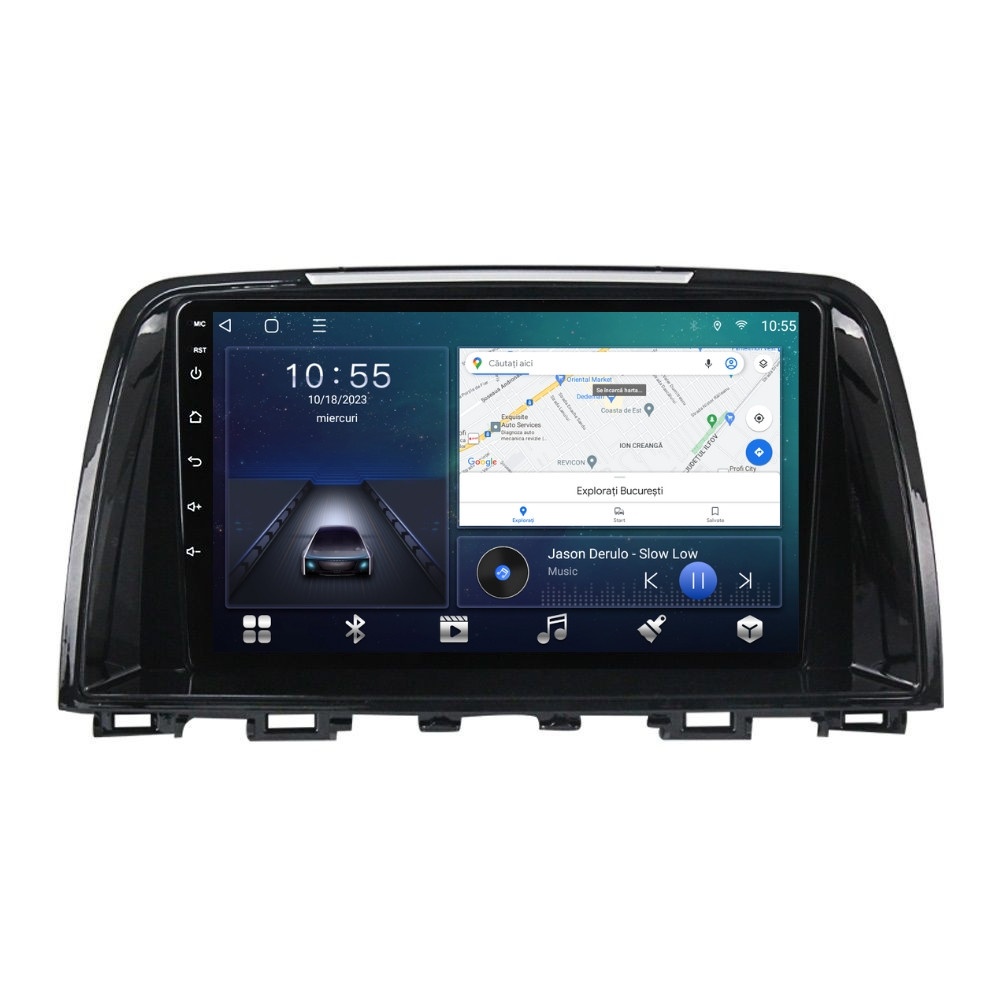 Navigatie dedicata cu Android Mazda 6 2013 - 2015, 2GB RAM, Radio GPS Dual Zone, Display HD QLED 9" Touchscreen, Internet Wi-Fi si slot SIM 4G, Bluetooth, MirrorLink, USB