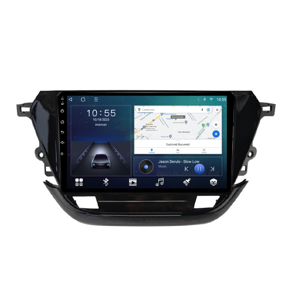 Navigatie dedicata cu Android Opel Corsa F dupa 2019, 2GB RAM, Radio GPS Dual Zone, Display HD QLED 9" Touchscreen, Internet Wi-Fi si slot SIM 4G, Bluetooth, MirrorLink, USB