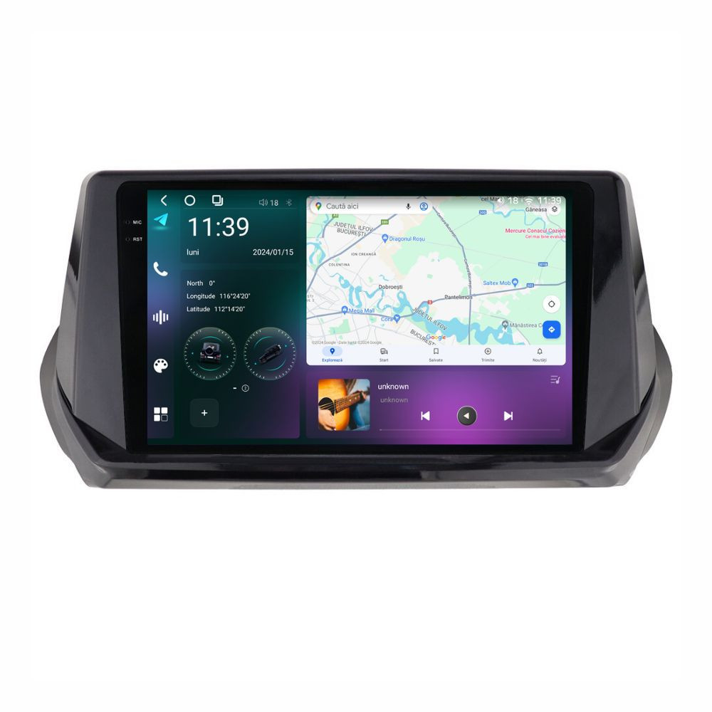 Navigatie dedicata cu Android Peugeot 2008 II dupa 2019, 12GB RAM, Radio GPS Dual Zone, Display 2K QLED 9.5" Touchscreen, Internet Wi-Fi si slot SIM 4G, Bluetooth, MirrorLink, USB