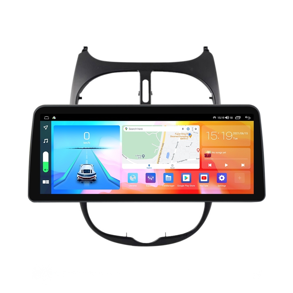 Navigatie dedicata cu Android Peugeot 206 1998 - 2009, 4GB RAM, Radio GPS Dual Zone, Display QLED 12.3" Touchscreen, Internet Wi-Fi si slot SIM 4G, Bluetooth, MirrorLink, USB