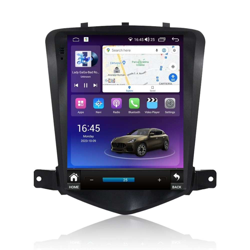 Navigatie dedicata cu Android tip tesla Chevrolet Cruze 2008 - 2013, 8GB RAM, Radio GPS Dual Zone, Touchscreen IPS 9.7" HD, Internet Wi-Fi si slot SIM 4G, Bluetooth, MirrorLink, USB