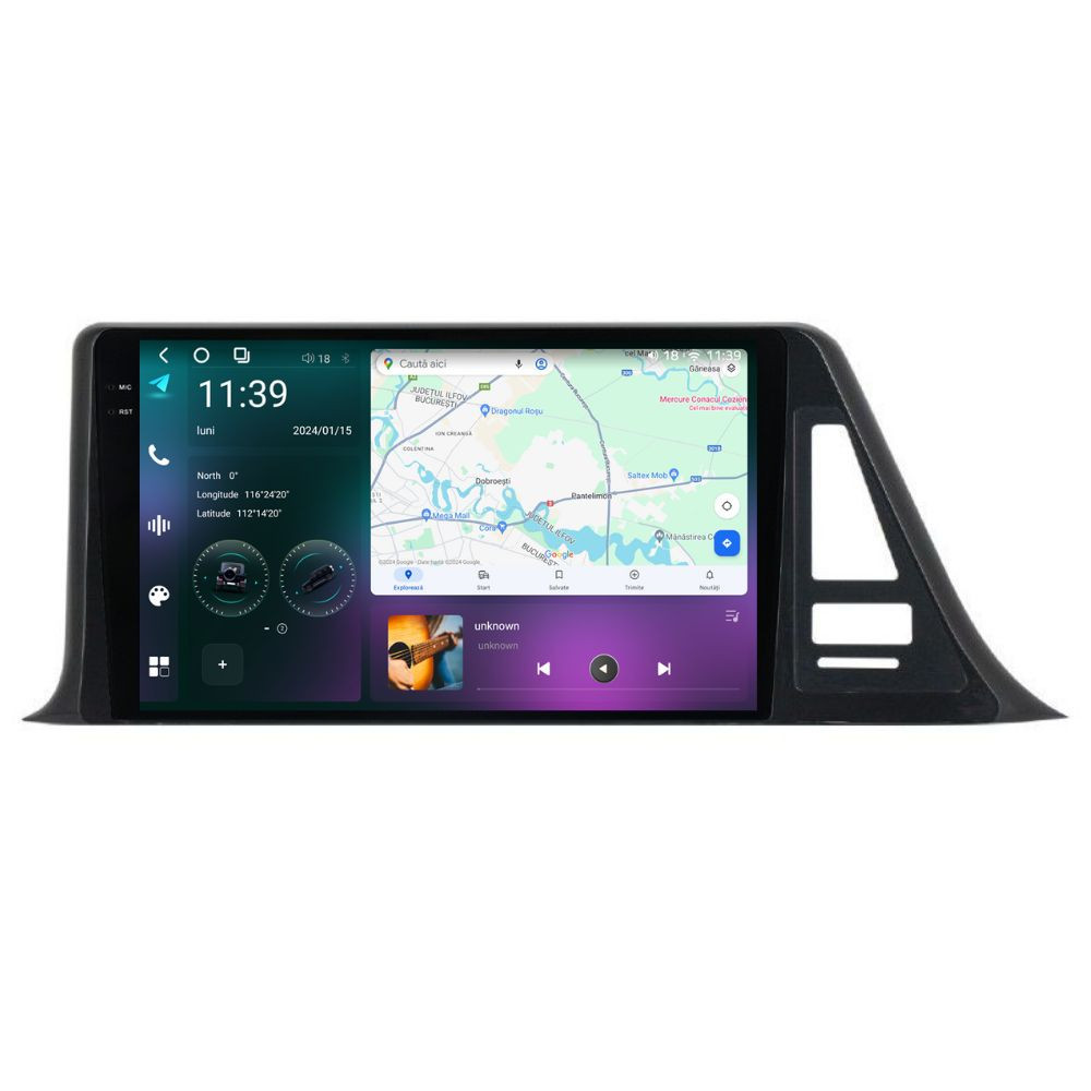 Navigatie dedicata cu Android Toyota C-HR dupa 2016, 12GB RAM, Radio GPS Dual Zone, Display 2K QLED 9.5" Touchscreen, Internet Wi-Fi si slot SIM 4G, Bluetooth, MirrorLink, USB
