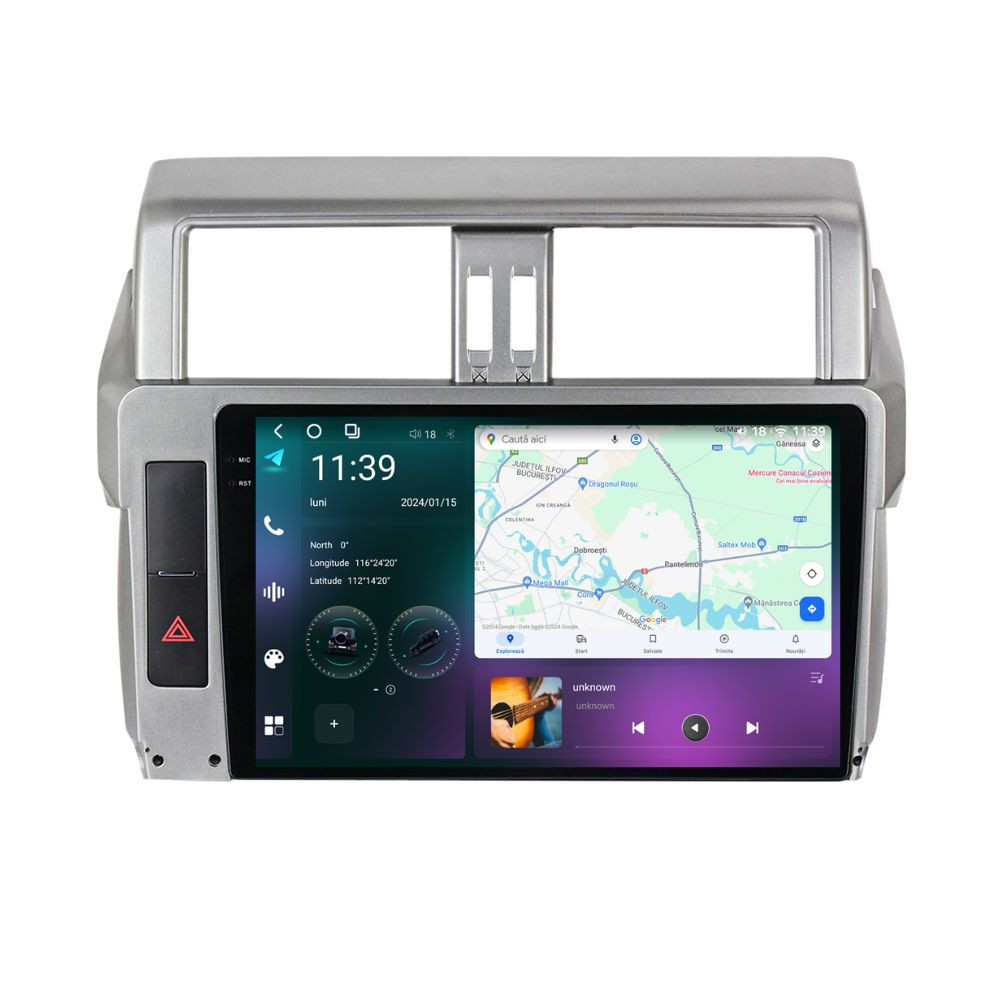 Navigatie dedicata cu Android Toyota Land Cruiser Prado J150 2013 - 2017, 12GB RAM, Radio GPS Dual Zone, Display 2K QLED 10.36" Touchscreen, Internet Wi-Fi si slot SIM 4G, Bluetooth, MirrorLink, USB