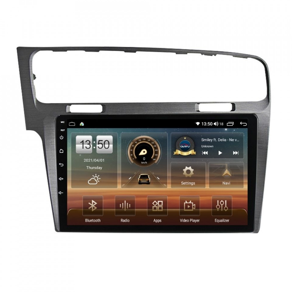 Navigatie dedicata cu Android VW Golf VII 2012 - 2019, argintiu, 8GB RAM, Radio GPS Dual Zone, Display HD QLED 10" Touchscreen, Internet Wi-Fi si slot SIM 4G, Bluetooth, MirrorLink, USB