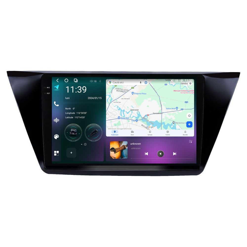 Navigatie dedicata cu Android VW Touran III dupa 2015, 12GB RAM, Radio GPS Dual Zone, Display 2K QLED 10.36" Touchscreen, Internet Wi-Fi si slot SIM 4G, Bluetooth, MirrorLink, USB