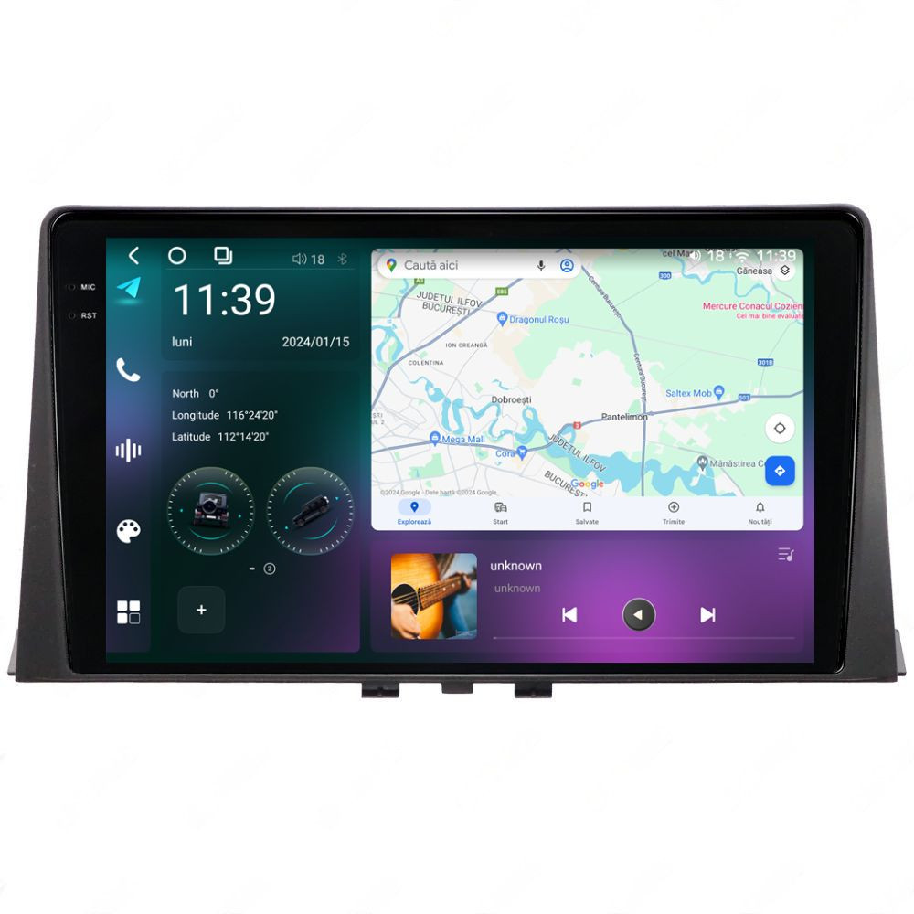 Navigatie dedicata cu Android Citroen Berlingo dupa 2018, 12GB RAM, Radio GPS Dual Zone, Display 2K QLED 10.36" Touchscreen, Internet Wi-Fi si slot SIM 4G, Bluetooth, MirrorLink, USB
