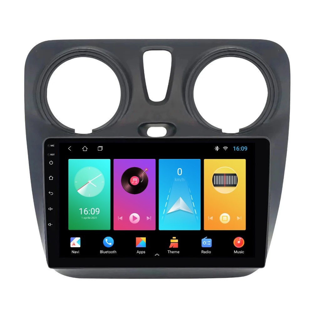 Navigatie dedicata cu Android Dacia Lodgy dupa 2012, 1GB RAM, Radio GPS Dual Zone, Display HD IPS 9" Touchscreen, Internet Wi-Fi, Bluetooth, MirrorLink, USB