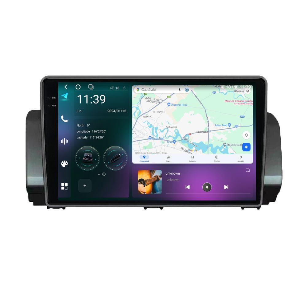 Navigatie dedicata cu Android Dacia Sandero III dupa 2021, 12GB RAM, Radio GPS Dual Zone, Display 2K QLED 9.5" Touchscreen, Internet Wi-Fi si slot SIM 4G, Bluetooth, MirrorLink, USB