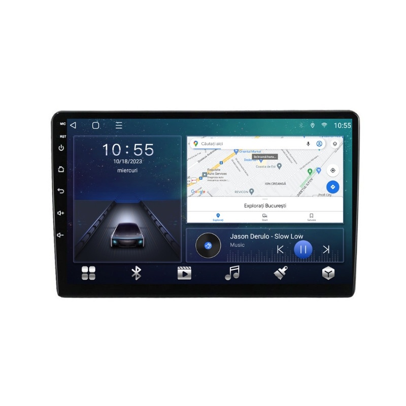 Navigatie dedicata cu Android Fiat 500L dupa 2012, 2GB RAM, Radio GPS Dual Zone, Display HD QLED 10" Touchscreen, Internet Wi-Fi si slot SIM 4G, Bluetooth, MirrorLink, USB
