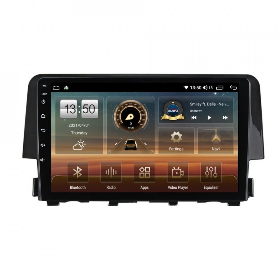 Navigatie dedicata cu Android Honda Civic X 2015 - 2021, 8GB RAM, Radio GPS Dual Zone, Display HD QLED 9" Touchscreen, Internet Wi-Fi si slot SIM 4G, Bluetooth, MirrorLink, USB