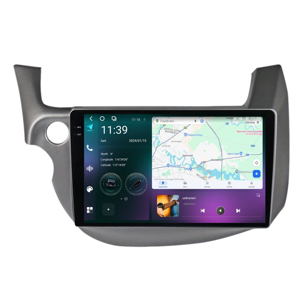 Navigatie dedicata cu Android Honda Jazz III 2007 - 2013, 12GB RAM, Radio GPS Dual Zone, Display 2K QLED 10.36" Touchscreen, Internet Wi-Fi si slot SIM 4G, Bluetooth, MirrorLink, USB