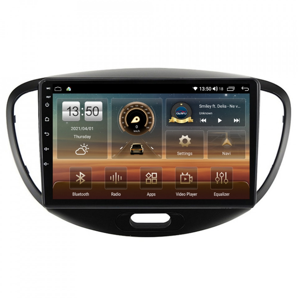 Navigatie dedicata cu Android Hyundai i10 2007 - 2013, 8GB RAM, Radio GPS Dual Zone, Display HD QLED 9" Touchscreen, Internet Wi-Fi si slot SIM 4G, Bluetooth, MirrorLink, USB