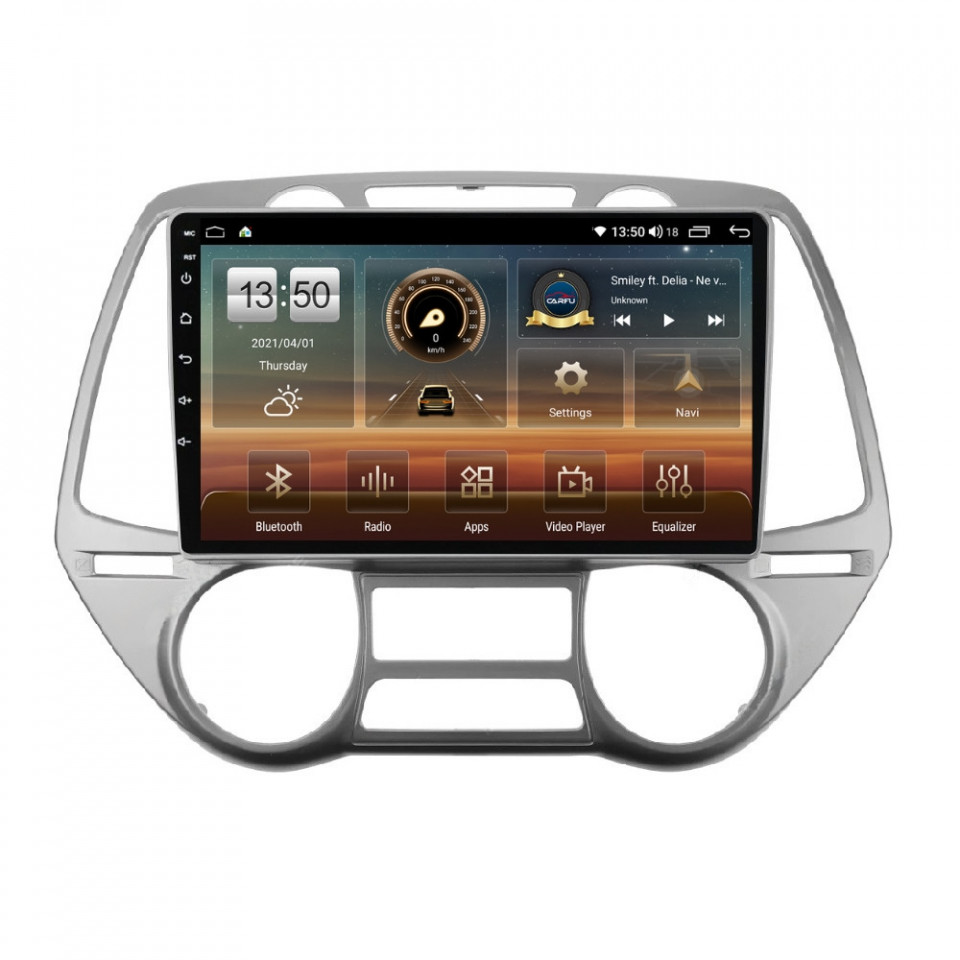 Navigatie dedicata cu Android Hyundai i20 2008 - 2012, clima automata, 8GB RAM, Radio GPS Dual Zone, Display HD QLED 9" Touchscreen, Internet Wi-Fi si slot SIM 4G, Bluetooth, MirrorLink, USB