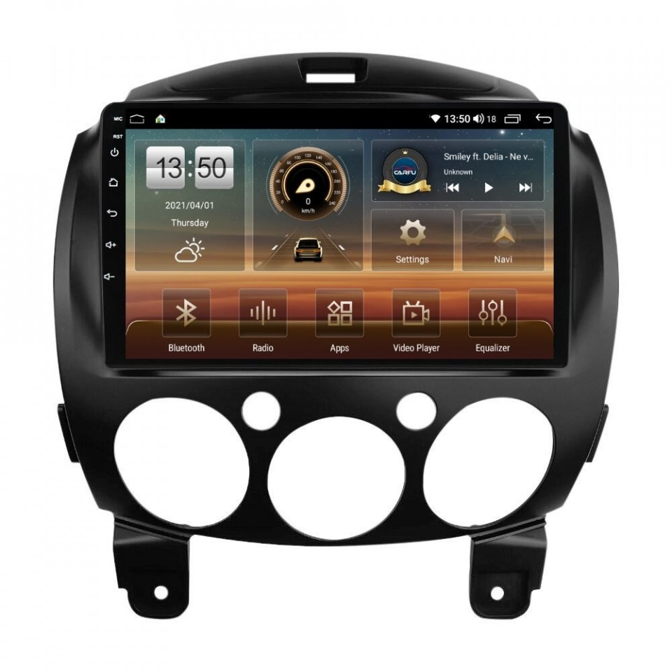 Navigatie dedicata cu Android Mazda 2 2007 - 2014, 8GB RAM, Radio GPS Dual Zone, Display HD QLED 9" Touchscreen, Internet Wi-Fi si slot SIM 4G, Bluetooth, MirrorLink, USB