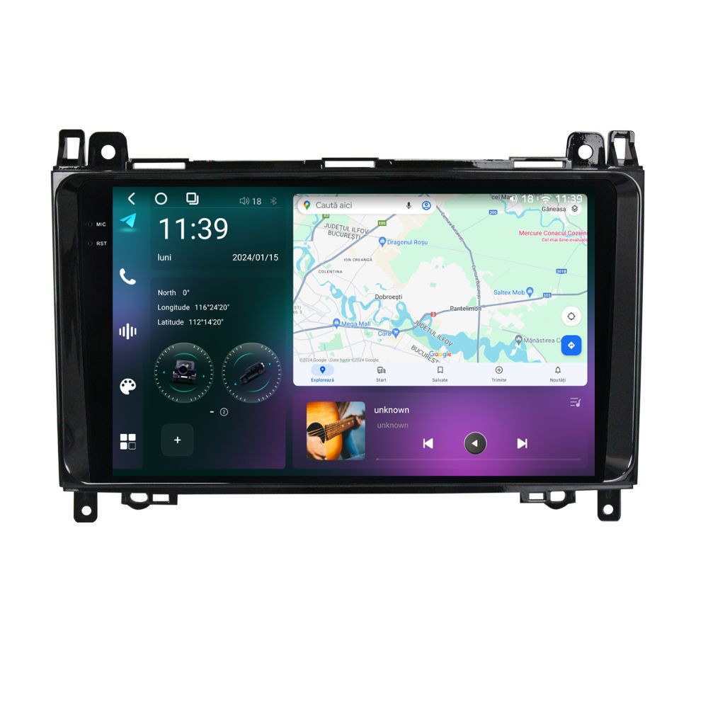 Navigatie dedicata cu Android Mercedes B-Class W245 2005 - 2011, 12GB RAM, Radio GPS Dual Zone, Display 2K QLED 9.5" Touchscreen, Internet Wi-Fi si slot SIM 4G, Bluetooth, MirrorLink, USB