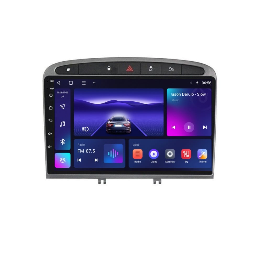 Navigatie dedicata cu Android Peugeot 308 I 2007 - 2013, 3GB RAM, Radio GPS Dual Zone, Display HD QLED 9" Touchscreen, Internet Wi-Fi si slot SIM 4G, Bluetooth, MirrorLink, USB