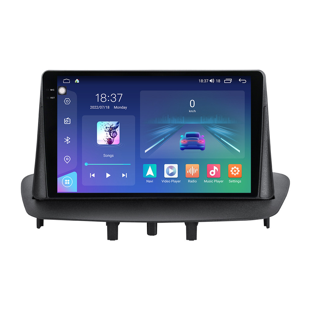 Navigatie dedicata cu Android Renault Megane III 2009 - 2016, 4GB RAM, Radio GPS Dual Zone, Display 2K QLED 9.5" Touchscreen, Internet Wi-Fi si slot SIM 4G, Bluetooth, MirrorLink, USB