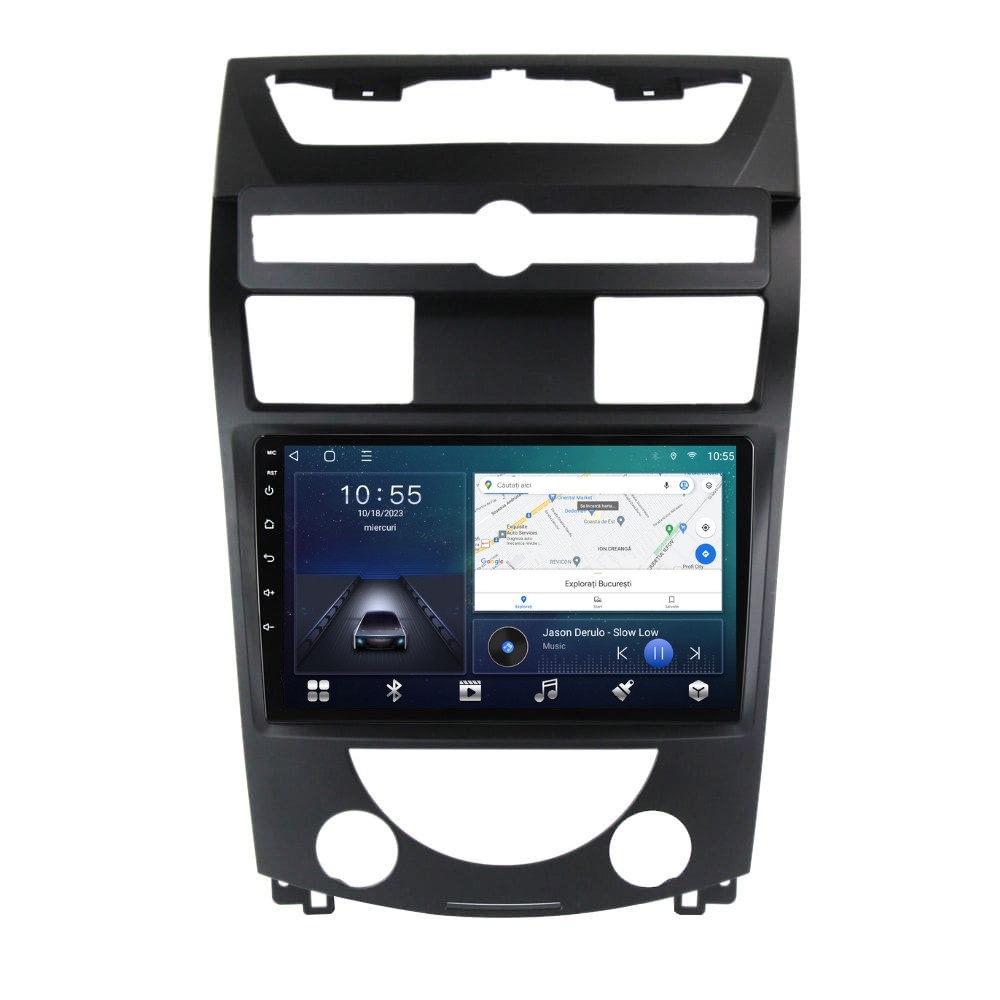 Navigatie dedicata cu Android Ssangyong Rexton 2006 - 2012, 2GB RAM, Radio GPS Dual Zone, Display HD QLED 10" Touchscreen, Internet Wi-Fi si slot SIM 4G, Bluetooth, MirrorLink, USB