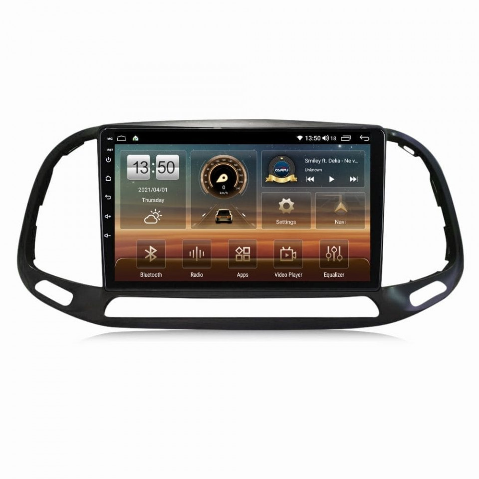 Navigatie dedicata cu Android Fiat Doblo dupa 2015, 8GB RAM, Radio GPS Dual Zone, Display HD QLED 9" Touchscreen, Internet Wi-Fi si slot SIM 4G, Bluetooth, MirrorLink, USB