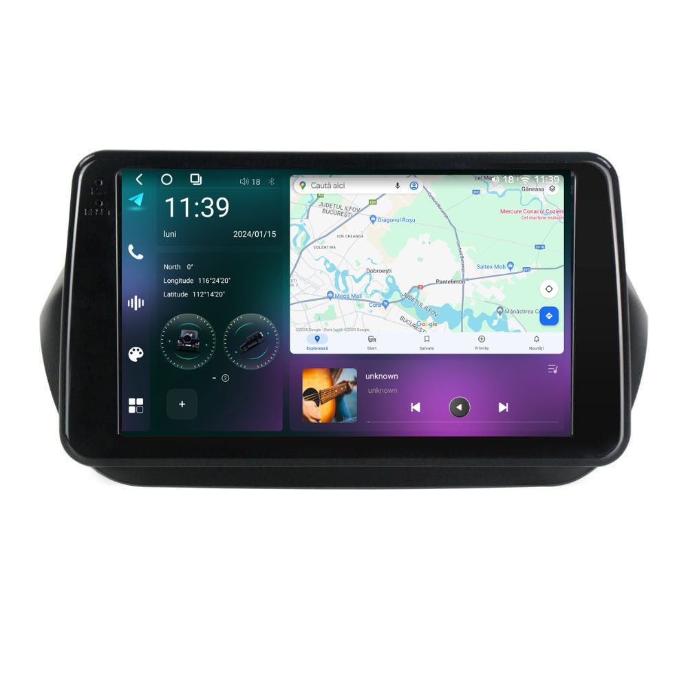 Navigatie dedicata cu Android Fiat Fiorino 2007 - 2021, 12GB RAM, Radio GPS Dual Zone, Display 2K QLED 9.5" Touchscreen, Internet Wi-Fi si slot SIM 4G, Bluetooth, MirrorLink, USB