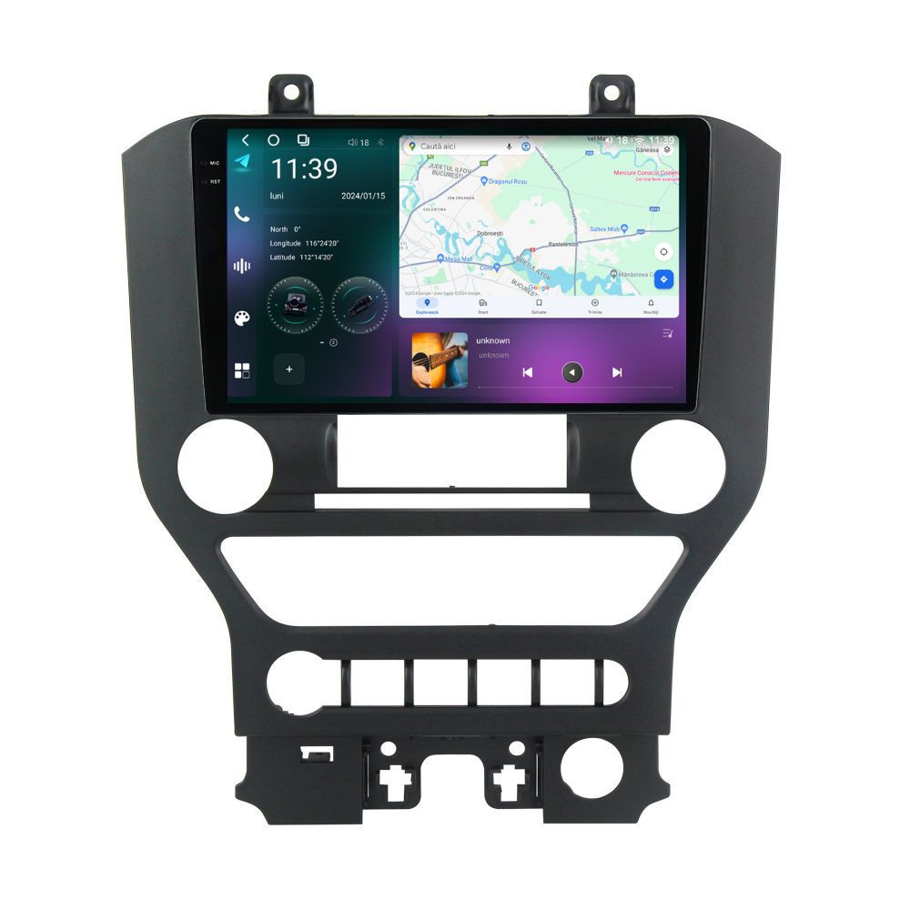 Navigatie dedicata cu Android Ford Mustang 2014 - 2021 cu navigatie originala, 12GB RAM, Radio GPS Dual Zone, Display 2K QLED 9.5" Touchscreen, Internet Wi-Fi si slot SIM 4G, Bluetooth, MirrorLink, USB