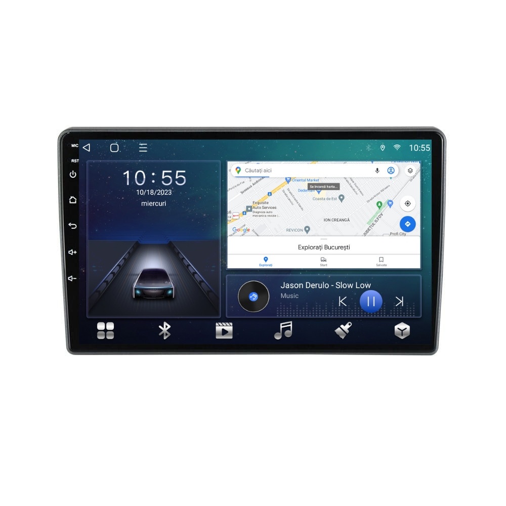 Navigatie dedicata cu Android Ford Transit / Tourneo Custom dupa 2018, 2GB RAM, Radio GPS Dual Zone, Display HD QLED 10" Touchscreen, Internet Wi-Fi si slot SIM 4G, Bluetooth, MirrorLink, USB