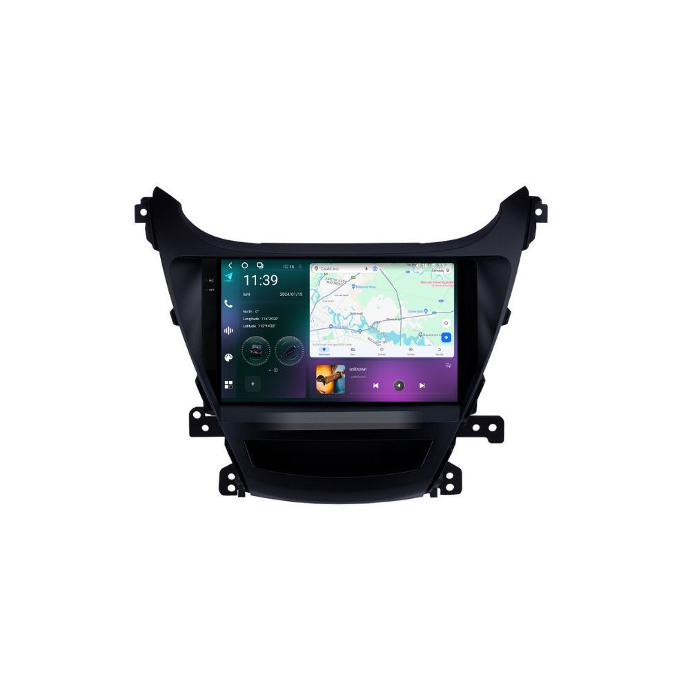 Navigatie dedicata cu Android Hyundai Elantra V 2014 - 2016, 12GB RAM, Radio GPS Dual Zone, Display 2K QLED 9.5" Touchscreen, Internet Wi-Fi si slot SIM 4G, Bluetooth, MirrorLink, USB