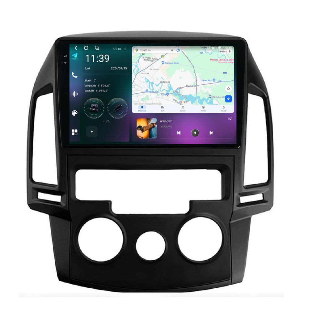 Navigatie dedicata cu Android Hyundai i30 2007 - 2012, clima manuala, 12GB RAM, Radio GPS Dual Zone, Display 2K QLED 9.5" Touchscreen, Internet Wi-Fi si slot SIM 4G, Bluetooth, MirrorLink, U