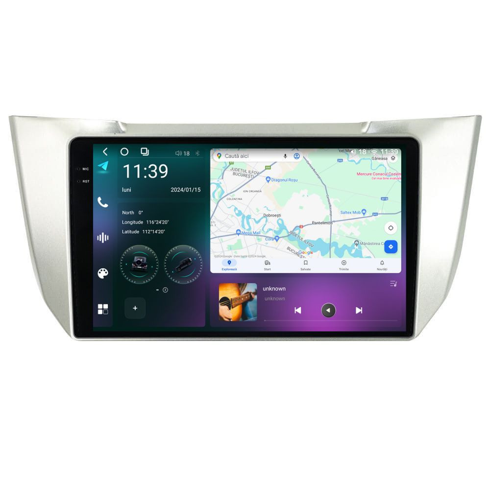Navigatie dedicata cu Android Lexus RX 2003 - 2009, 12GB RAM, Radio GPS Dual Zone, Display 2K QLED 9.5" Touchscreen, Internet Wi-Fi si slot SIM 4G, Bluetooth, MirrorLink, USB