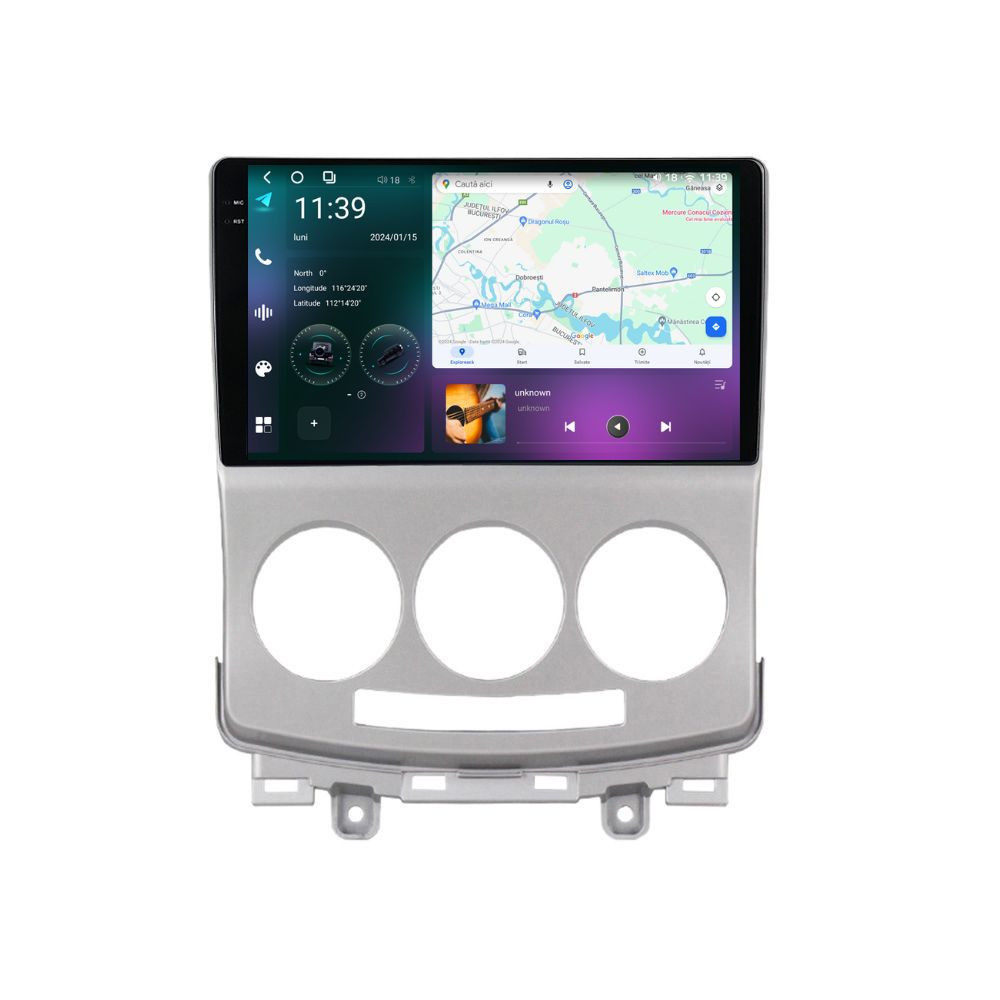 Navigatie dedicata cu Android Mazda 5 2005 - 2010, 12GB RAM, Radio GPS Dual Zone, Display 2K QLED 9.5" Touchscreen, Internet Wi-Fi si slot SIM 4G, Bluetooth, MirrorLink, USB