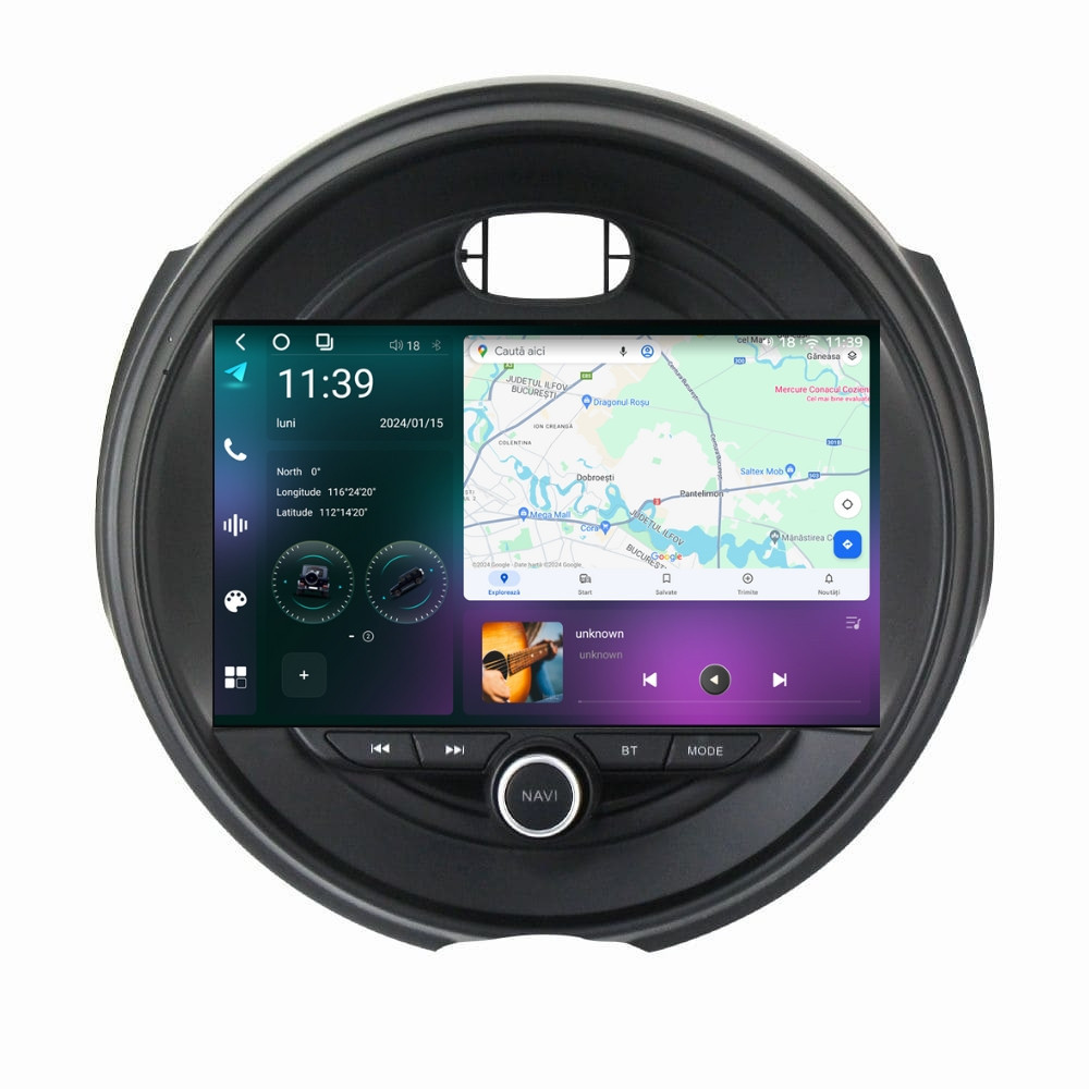 Navigatie dedicata cu Android Mini Cooper / One (F55, F56, F57) 2014 - 2020, 12GB RAM, Radio GPS Dual Zone, Display 2K QLED 9.5" Touchscreen, Internet Wi-Fi si slot SIM 4G, Bluetooth, MirrorLink, USB