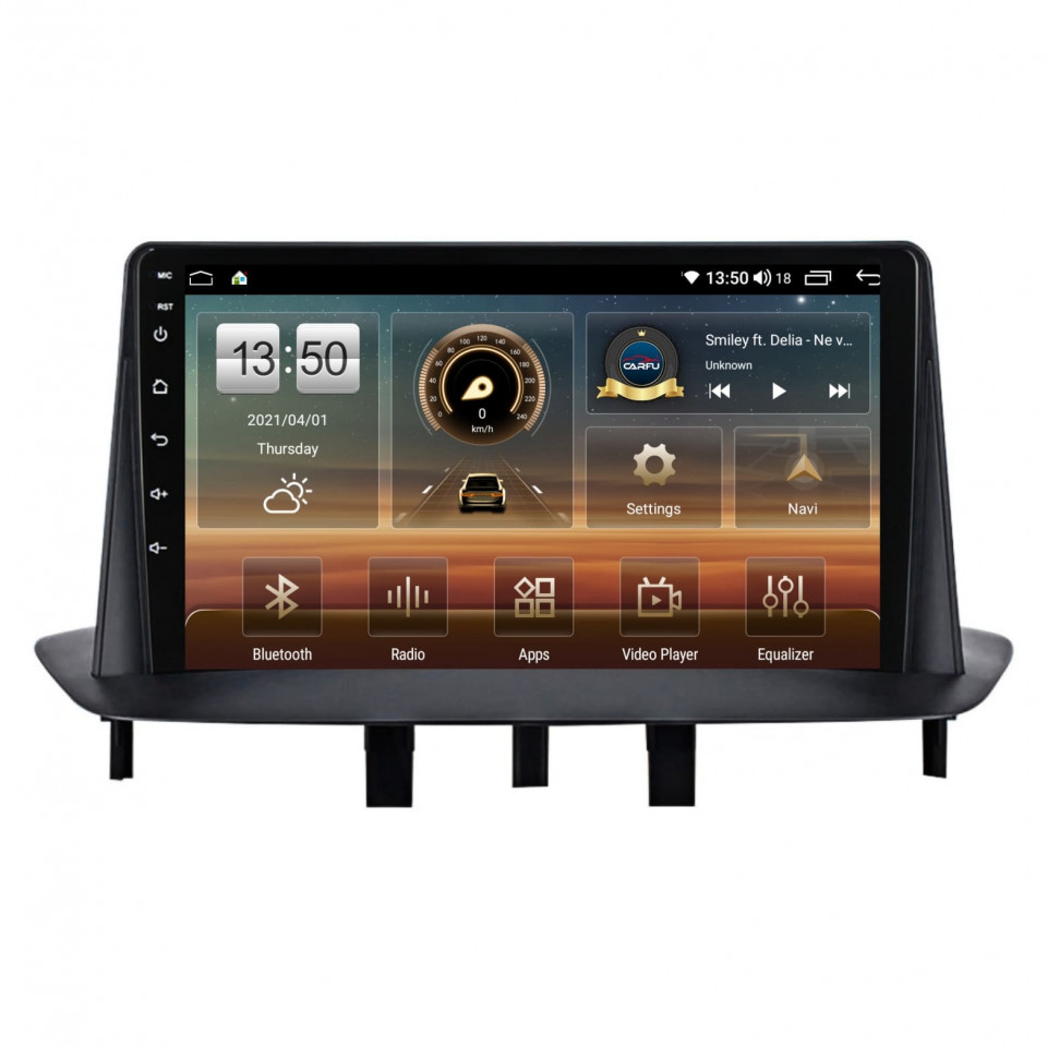 Navigatie dedicata cu Android Renault Megane III 2009 - 2016, 8GB RAM, Radio GPS Dual Zone, Display HD QLED 9" Touchscreen, Internet Wi-Fi si slot SIM 4G, Bluetooth, MirrorLink, USB