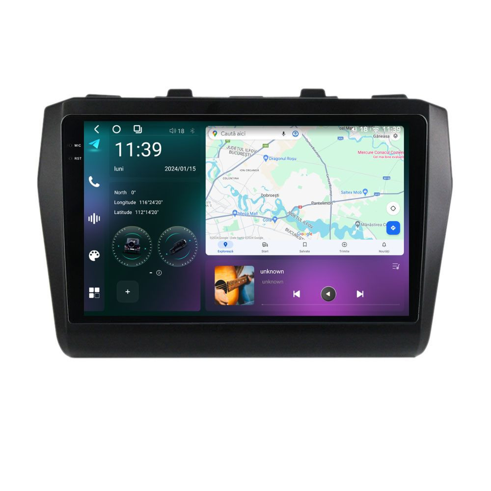 Navigatie dedicata cu Android Suzuki Swift V dupa 2017, 12GB RAM, Radio GPS Dual Zone, Display 2K QLED 9.5" Touchscreen, Internet Wi-Fi si slot SIM 4G, Bluetooth, MirrorLink, USB
