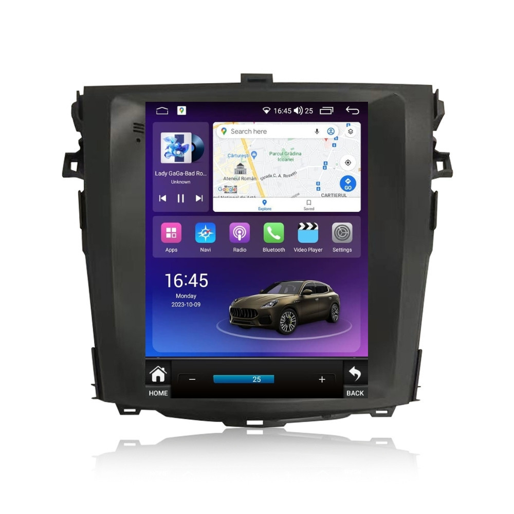 Navigatie dedicata cu Android tip tesla Toyota Corolla 2007 - 2013, 8GB RAM, Radio GPS Dual Zone, Touchscreen IPS 9.7" HD, Internet Wi-Fi si slot SIM 4G, Bluetooth, MirrorLink, USB