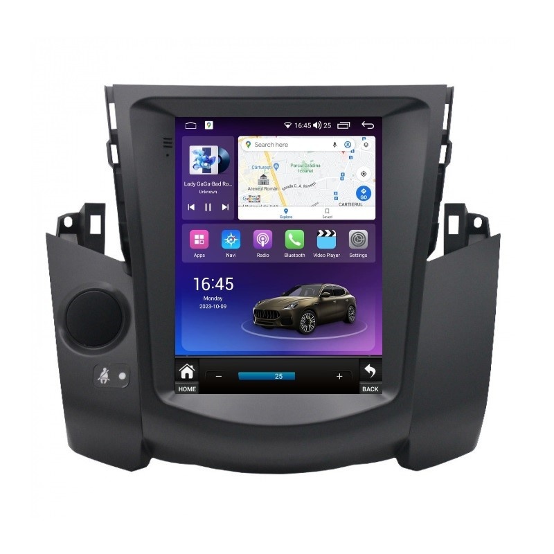 Navigatie dedicata cu Android tip tesla Toyota Rav4 III 2005 - 2013, 8GB RAM, Radio GPS Dual Zone, Touchscreen IPS 9.7" HD, Internet Wi-Fi si slot SIM 4G, Bluetooth, MirrorLink, USB