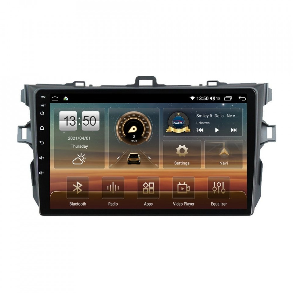 Navigatie dedicata cu Android Toyota Corolla 2007 - 2013, 8GB RAM, Radio GPS Dual Zone, Display HD QLED 9" Touchscreen, Internet Wi-Fi si slot SIM 4G, Bluetooth, MirrorLink, USB