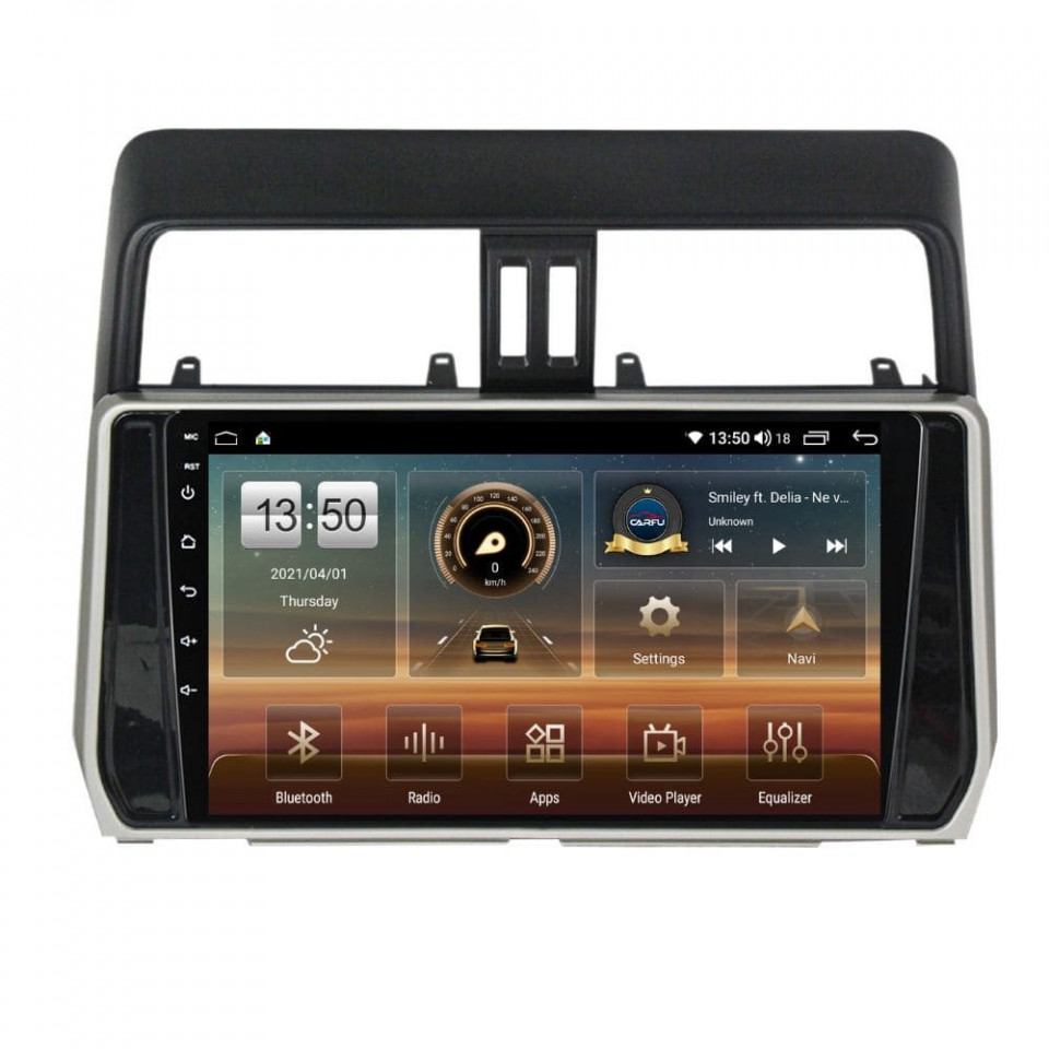 Navigatie dedicata cu Android Toyota Land Cruiser Prado J150 dupa 2017, 6GB RAM, Radio GPS Dual Zone, Display HD QLED 10" Touchscreen, Internet Wi-Fi si slot SIM 4G, Bluetooth, MirrorLink, USB