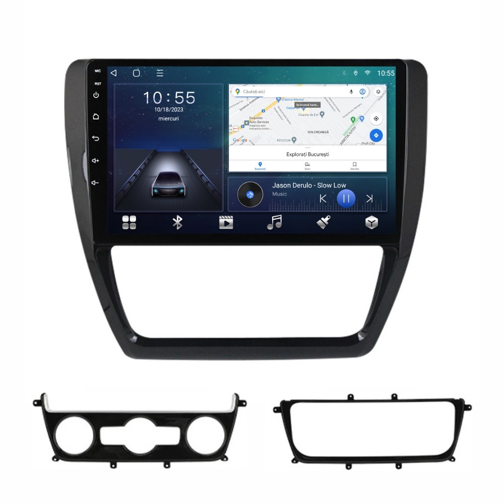 Navigatie dedicata cu Android VW Jetta IV 2011 - 2018, 2GB RAM, Radio GPS Dual Zone, Display HD QLED 10" Touchscreen, Internet Wi-Fi si slot SIM 4G, Bluetooth, MirrorLink, USB