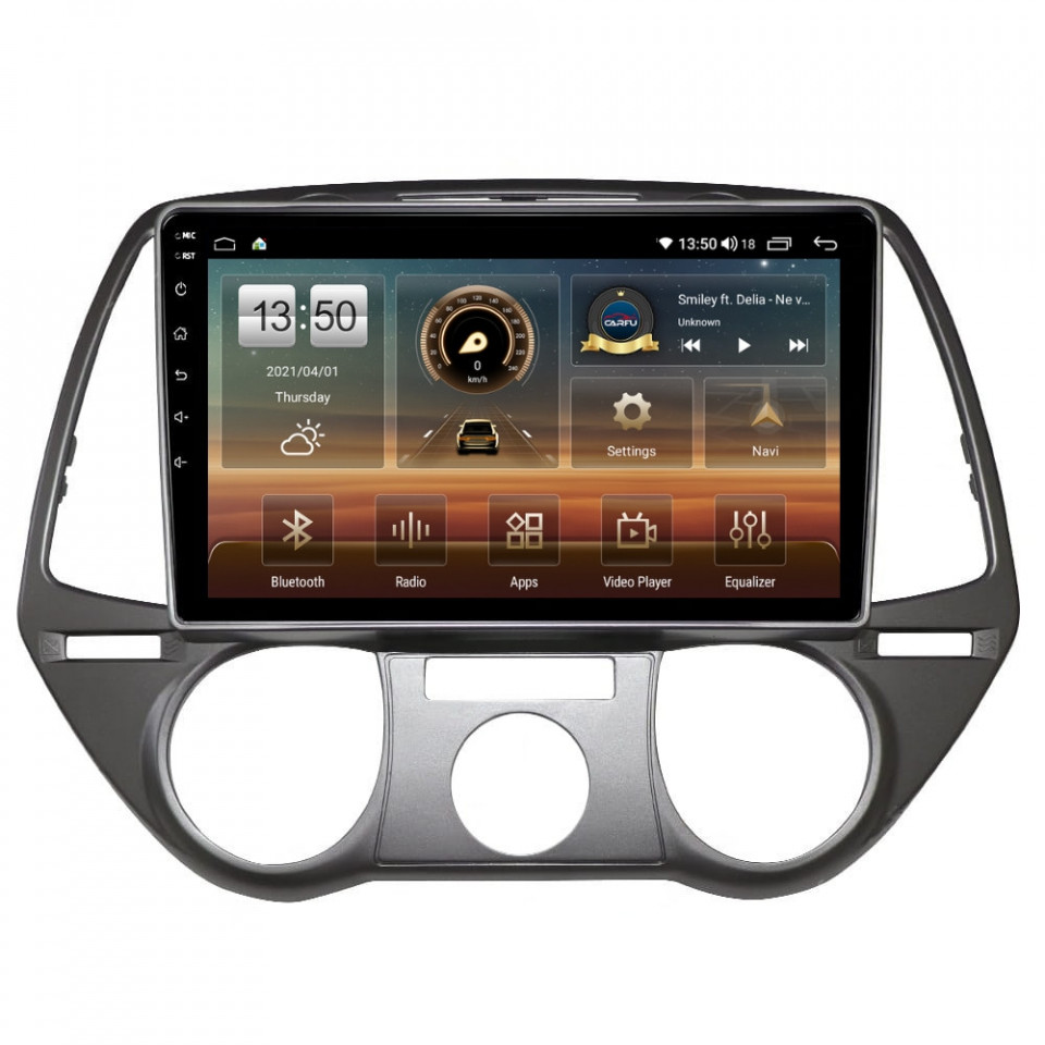 Navigatie dedicata cu Android Hyundai i20 2008 - 2012, clima manuala, 8GB RAM, Radio GPS Dual Zone, Display HD QLED 9" Touchscreen, Internet Wi-Fi si slot SIM 4G, Bluetooth, MirrorLink, USB