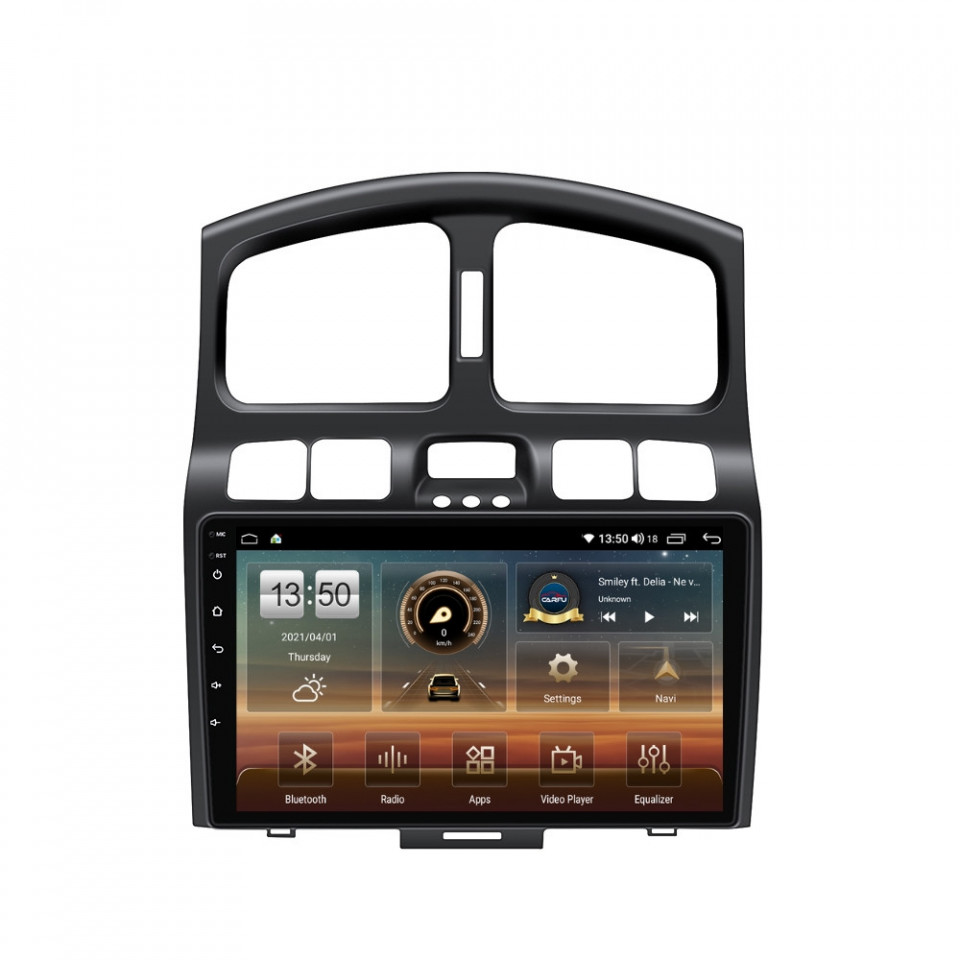Navigatie dedicata cu Android Hyundai Santa Fe I 2000 - 2006, 8GB RAM, Radio GPS Dual Zone, Display HD QLED 9" Touchscreen, Internet Wi-Fi si slot SIM 4G, Bluetooth, MirrorLink, USB