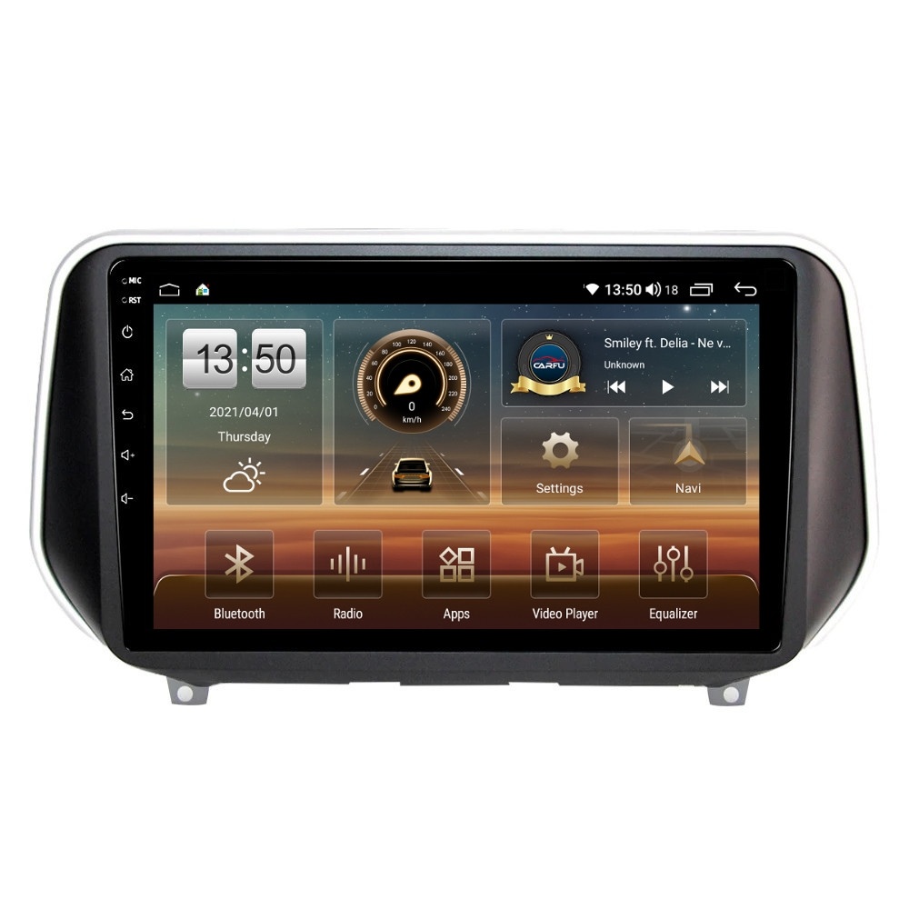 Navigatie dedicata cu Android Hyundai Santa Fe IV dupa 2018, 4GB RAM, Radio GPS Dual Zone, Display HD QLED 10" Touchscreen, Internet Wi-Fi si slot SIM 4G, Bluetooth, MirrorLink, USB