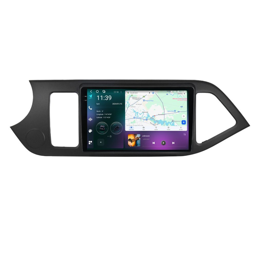 Navigatie dedicata cu Android Kia Picanto II 2011 - 2017, 12GB RAM, Radio GPS Dual Zone, Display 2K QLED 9.5" Touchscreen, Internet Wi-Fi si slot SIM 4G, Bluetooth, MirrorLink, USB