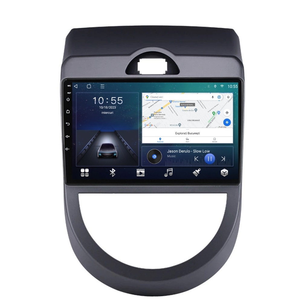 Navigatie dedicata cu Android Kia Soul 2009 - 2013, 2GB RAM, Radio GPS Dual Zone, Display HD QLED 9" Touchscreen, Internet Wi-Fi si slot SIM 4G, Bluetooth, MirrorLink, USB