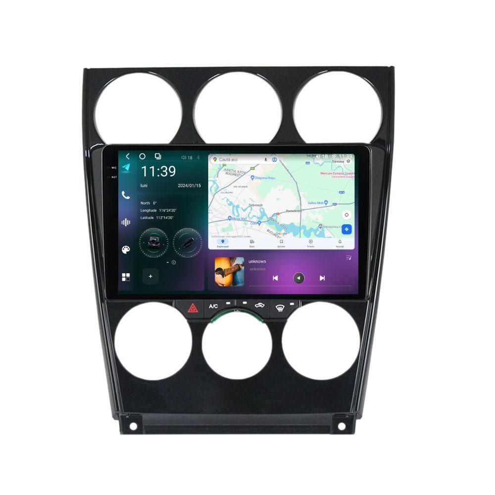 Navigatie dedicata cu Android Mazda 6 2002 - 2008, 12GB RAM, Radio GPS Dual Zone, Display 2K QLED 9.5" Touchscreen, Internet Wi-Fi si slot SIM 4G, Bluetooth, MirrorLink, USB