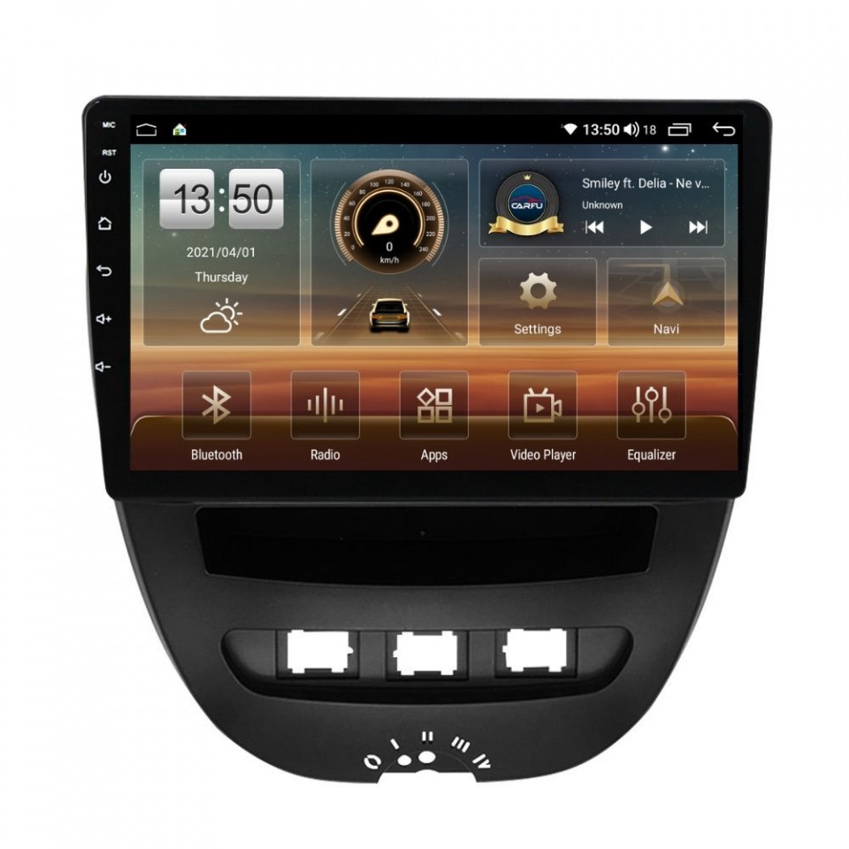 Navigatie dedicata cu Android Peugeot 107 2005 - 2014, 8GB RAM, Radio GPS Dual Zone, Display HD QLED 10" Touchscreen, Internet Wi-Fi si slot SIM 4G, Bluetooth, MirrorLink, USB