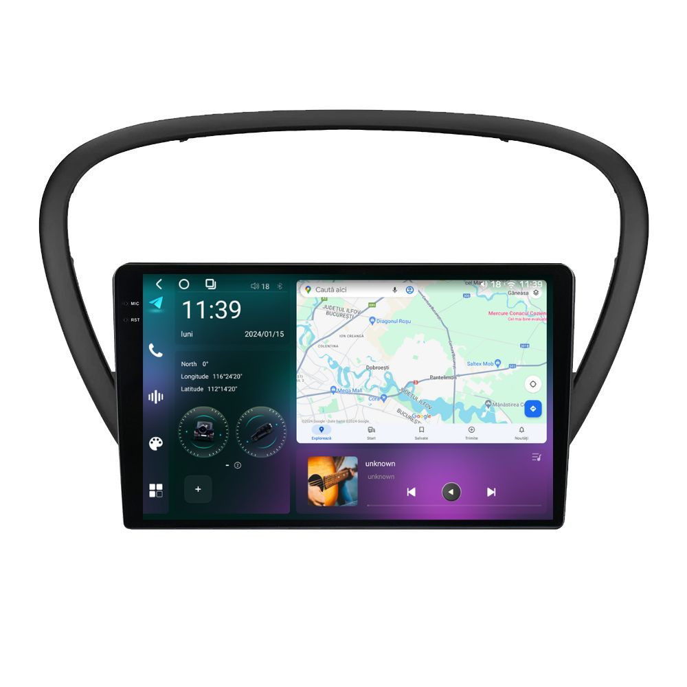Navigatie dedicata cu Android Peugeot 607 2004 - 2011, 12GB RAM, Radio GPS Dual Zone, Display 2K QLED 9.5" Touchscreen, Internet Wi-Fi si slot SIM 4G, Bluetooth, MirrorLink, USB