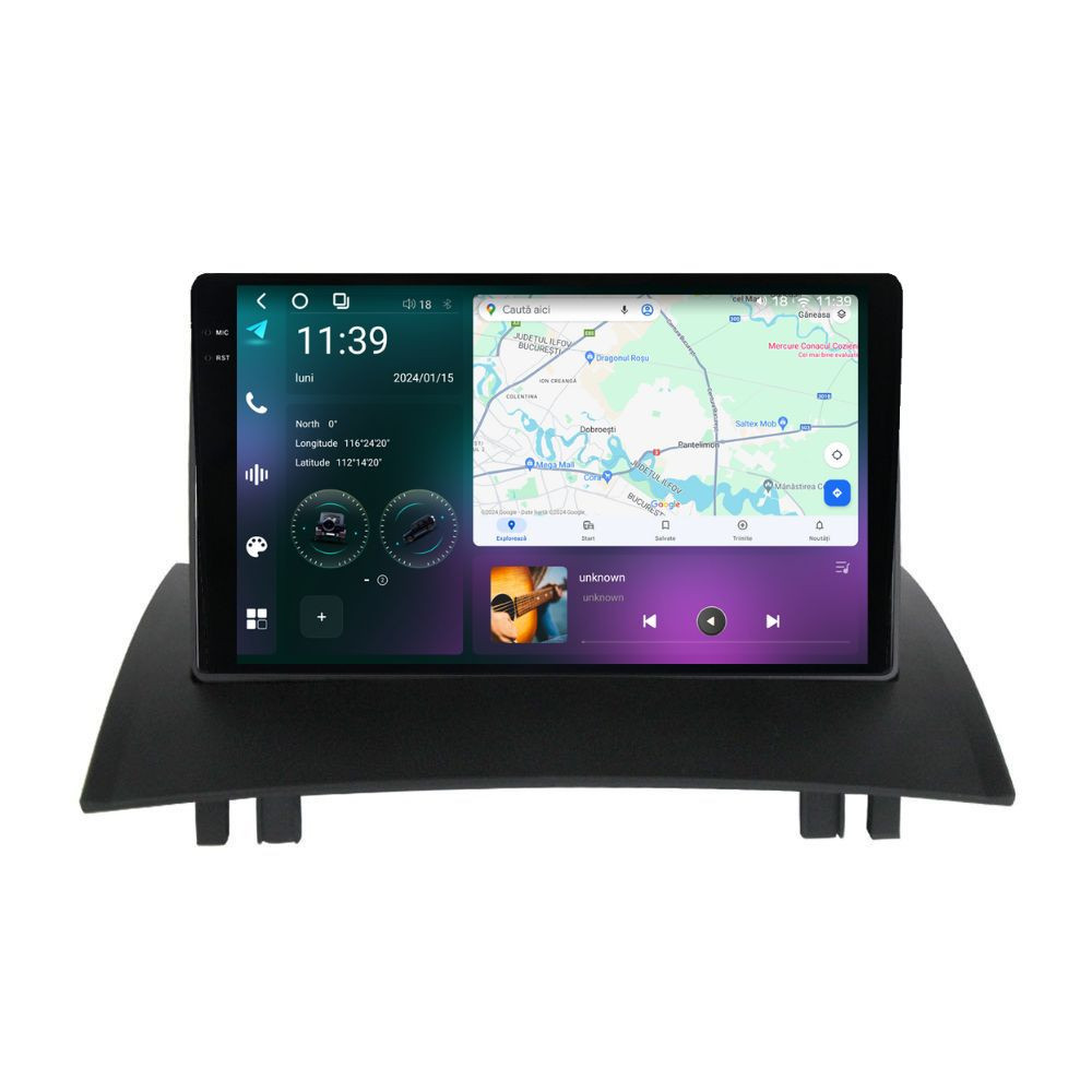 Navigatie dedicata cu Android Renault Megane II 2001 - 2009, 12GB RAM, Radio GPS Dual Zone, Display 2K QLED 9.5" Touchscreen, Internet Wi-Fi si slot SIM 4G, Bluetooth, MirrorLink, USB