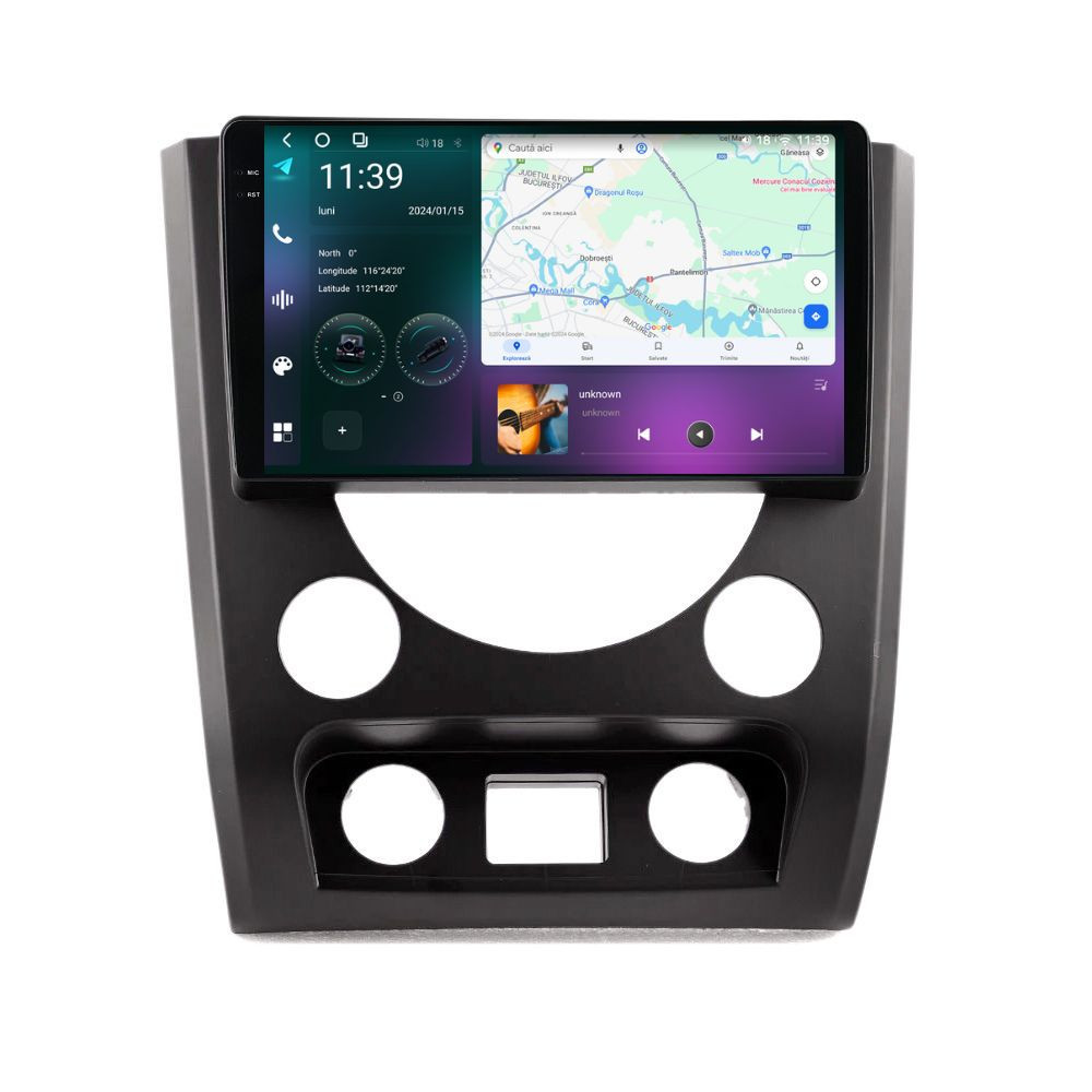 Navigatie dedicata cu Android Ssangyong Rexton 2012 - 2017, 12GB RAM, Radio GPS Dual Zone, Display 2K QLED 9.5" Touchscreen, Internet Wi-Fi si slot SIM 4G, Bluetooth, MirrorLink, USB