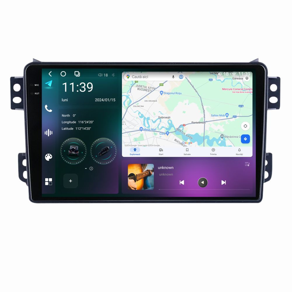 Navigatie dedicata cu Android Suzuki Splash 2008 - 2015, 12GB RAM, Radio GPS Dual Zone, Display 2K QLED 9.5" Touchscreen, Internet Wi-Fi si slot SIM 4G, Bluetooth, MirrorLink, USB