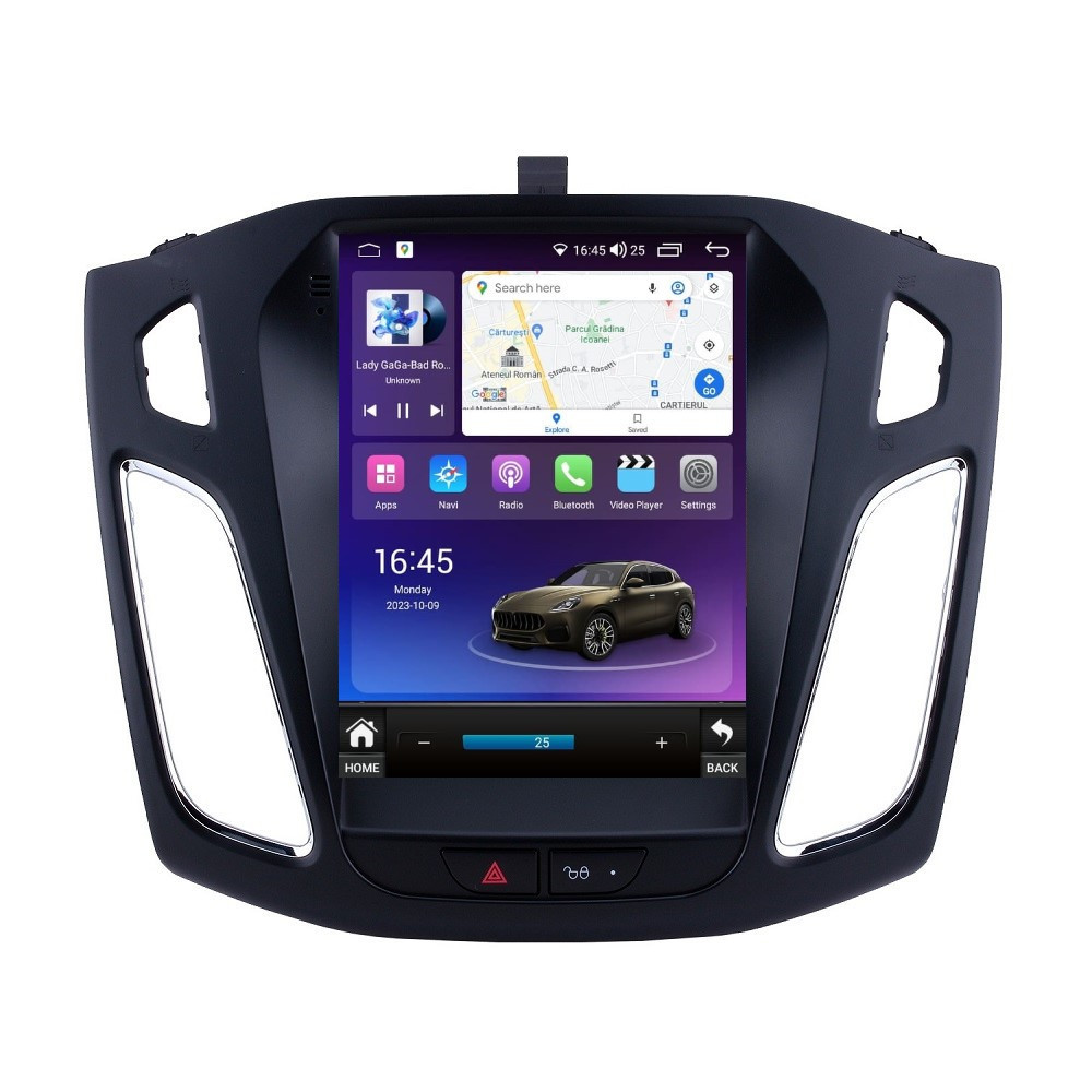 Navigatie dedicata cu Android tip tesla Ford Focus III 2011 - 2018, 8GB RAM, Radio GPS Dual Zone, Touchscreen IPS 9.7" HD, Internet Wi-Fi si slot SIM 4G, Bluetooth, MirrorLink, USB